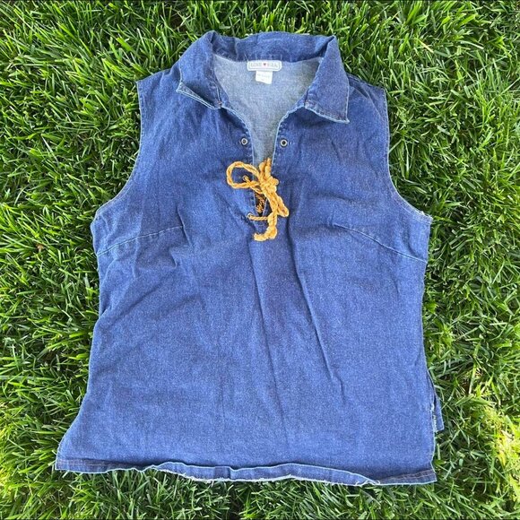 Vintage 90s Tank Denim Top Size 3X - Picture 1 of 3